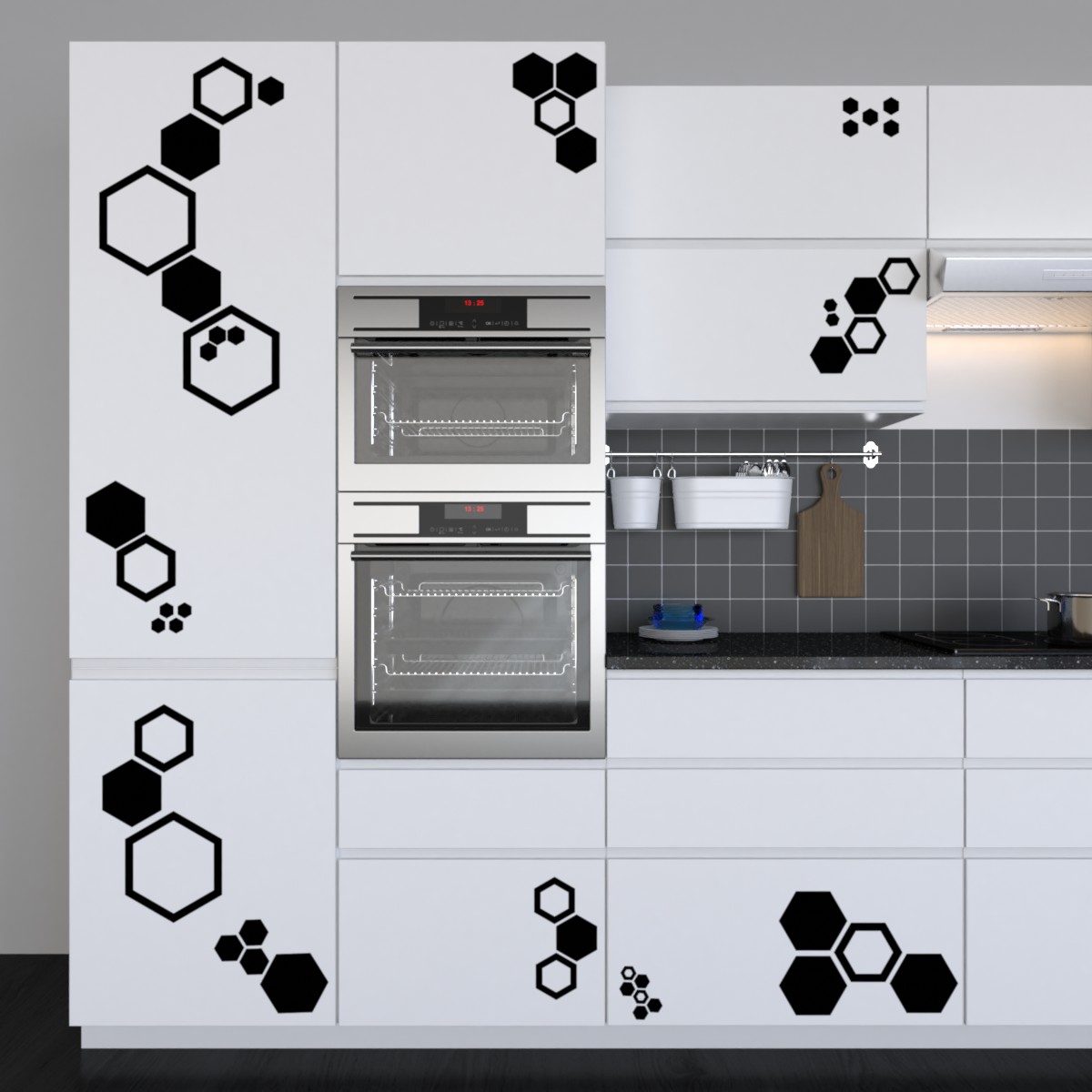 Hexagon1 Küchenfront Küchenfolie Küchenaufkleber Ansicht2