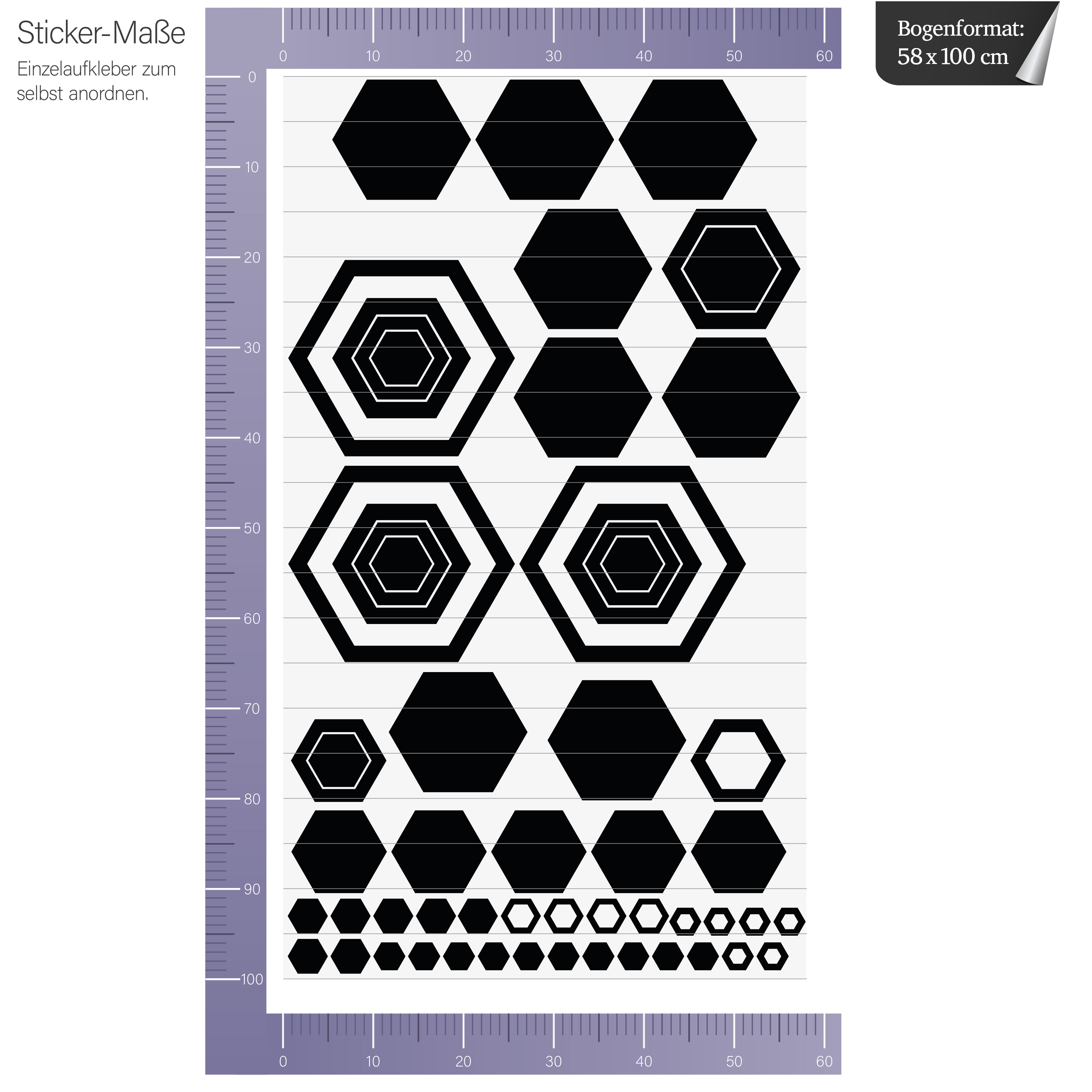 Hexagon Kuechenfront 2D Bemaßung