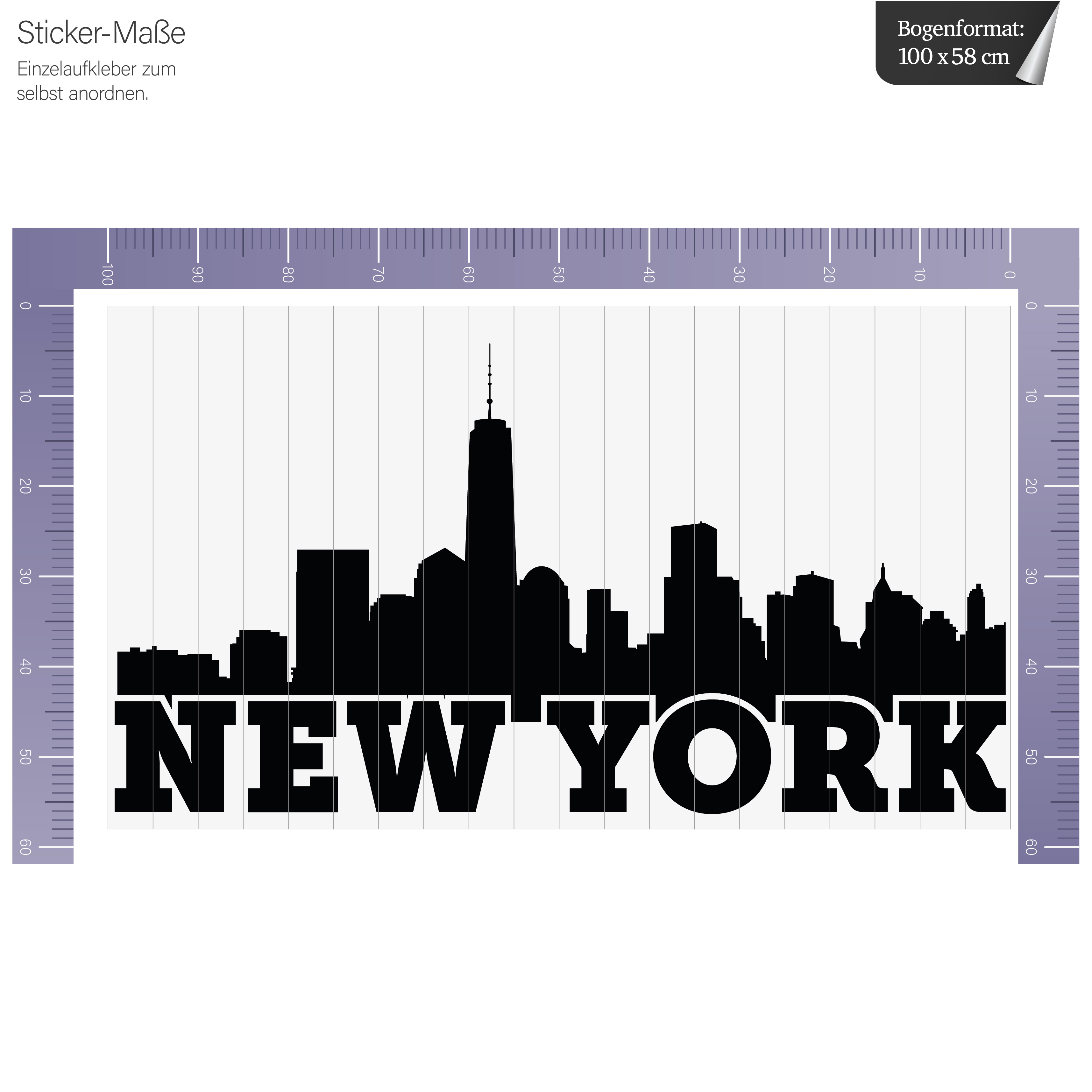 NY Skyline Kuechenfront 2D Bemaßung