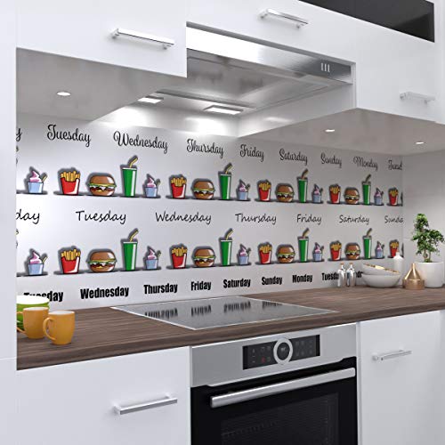 Fast Food Küchenrückwand selbstklebend Wandtattoo für Fliesenspiegel
