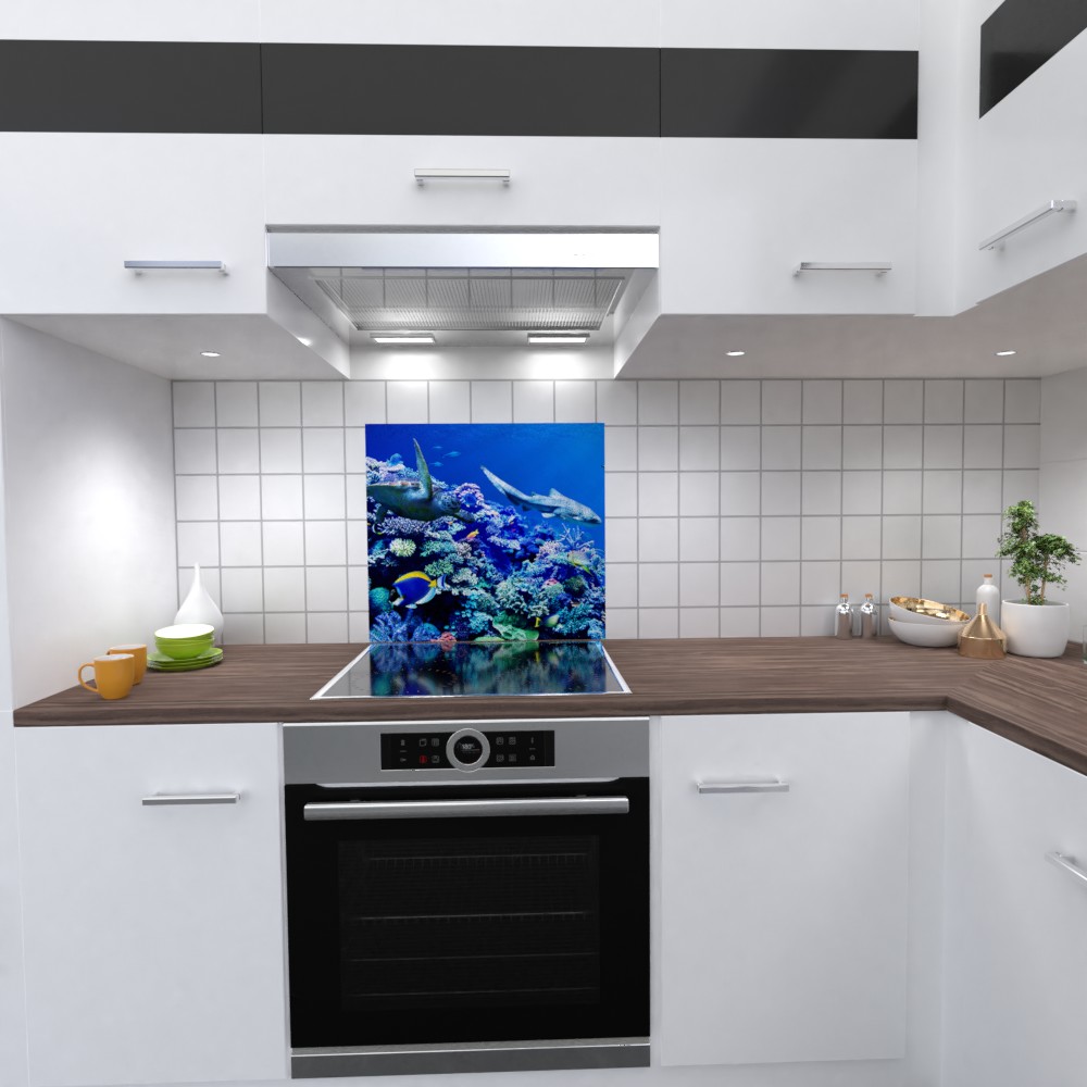 Unterwasserwelt Design Küchenrückwand selbstklebend Wandtattoo für Fliesenspiegel