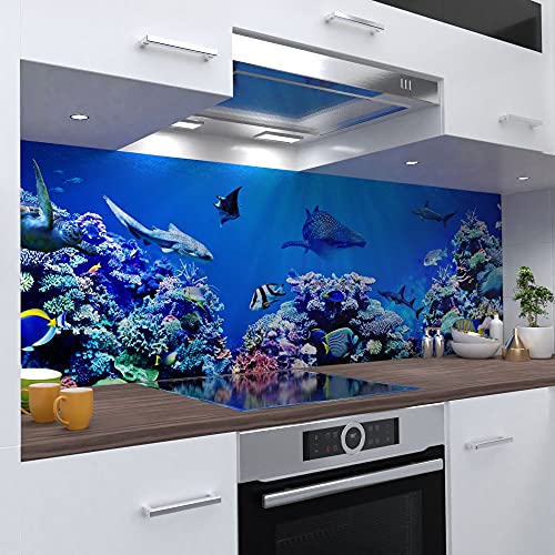 Unterwasserwelt Küchenrückwand selbstklebend Wandtattoo für Fliesenspiegel