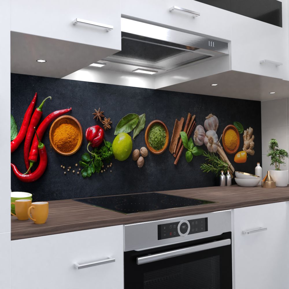 Gewürze Küchenrückwand selbstklebend Wandtattoo für Fliesenspiegel (Materialprobe DinA4)