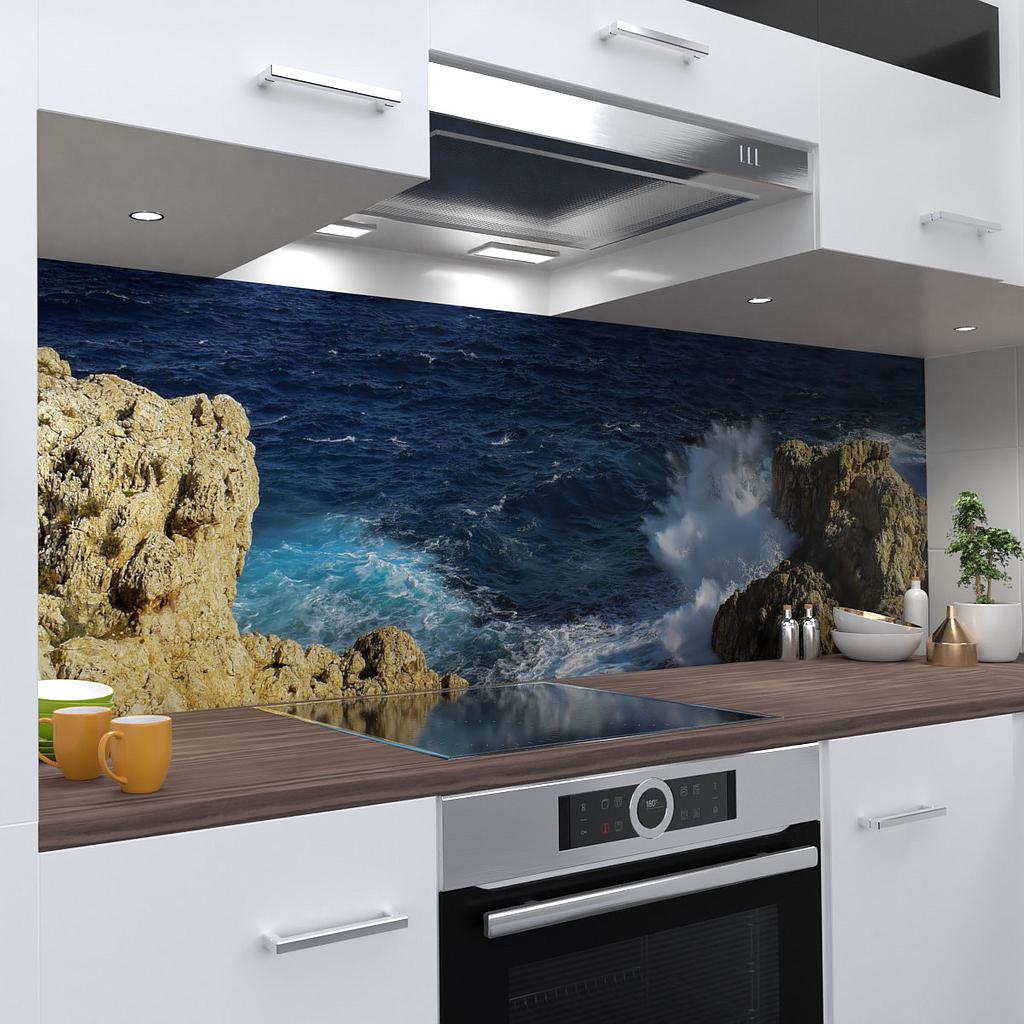 Brandung Küchenrückwand selbstklebend Wandtattoo für Fliesenspiegel (Materialprobe DinA4)