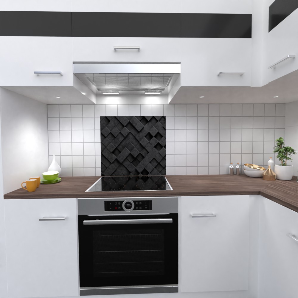 Schwarze Quadrate Küchenrückwand selbstklebend Wandtattoo für Fliesenspiegel