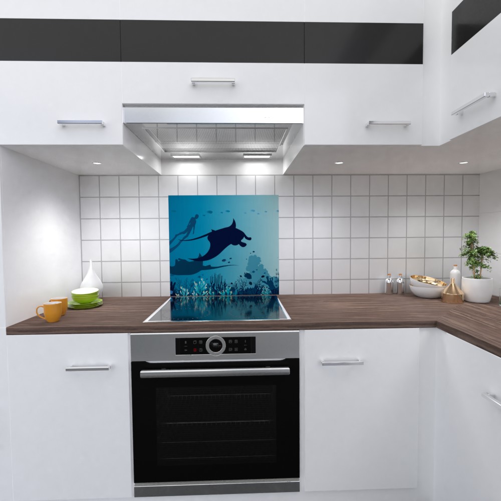 Underwater Panorama Küchenrückwand selbstklebend Wandtattoo für Fliesenspiegel