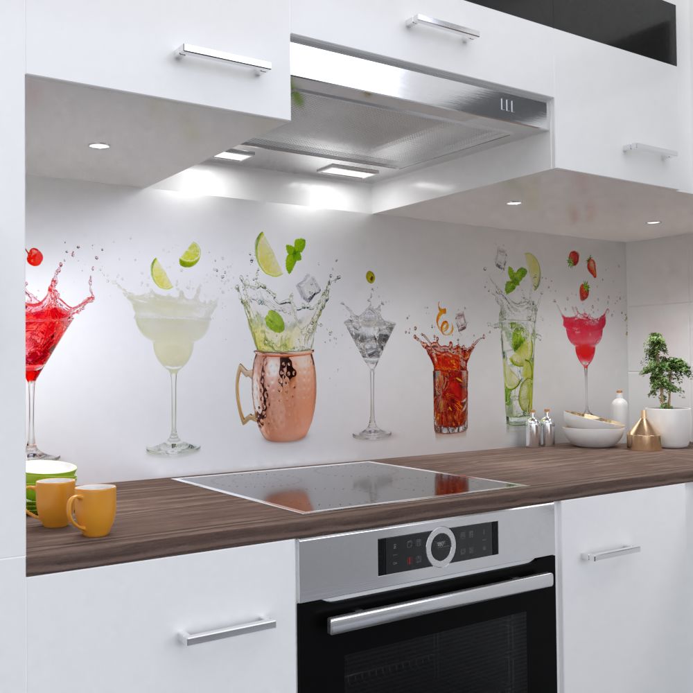 Cocktail Küchenrückwand selbstklebend Wandtattoo für Fliesenspiegel (Materialprobe DinA4)