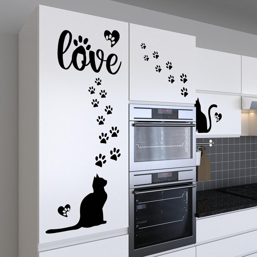 [K0026-03-20] Katze Design Küchenfolie selbstklebend Wandtattoo Möbelfolie
