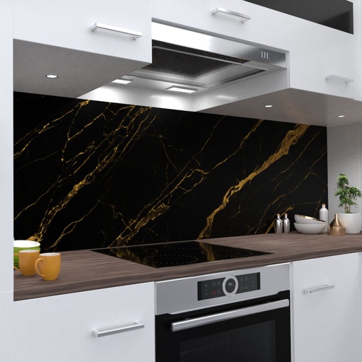 Marmor schwarz gold Küchenrückwand selbstklebend Wandtattoo für Fliesenspiegel