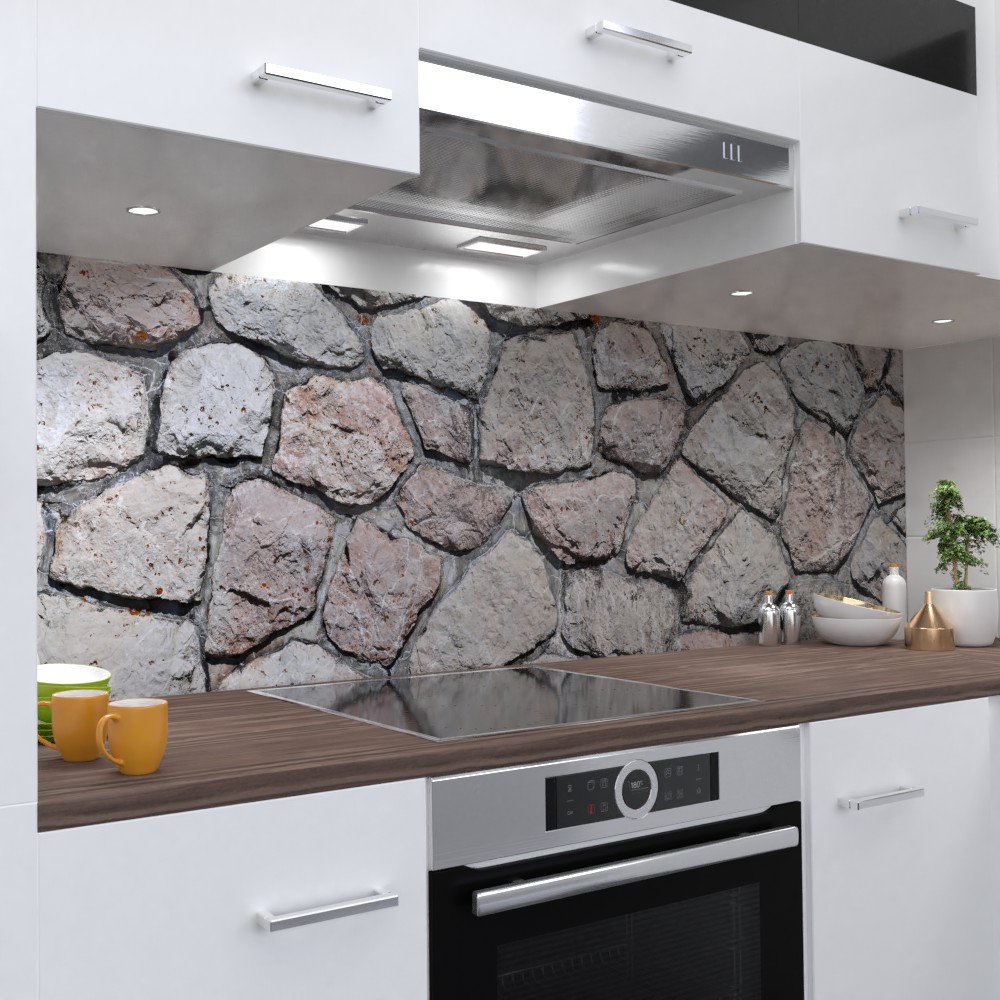 Rustikale Quadersteinmauer Küchenrückwand selbstklebend Wandtattoo für Fliesenspiegel