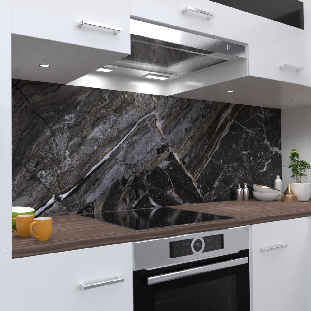 Schwarzer Marmor Küchenrückwand selbstklebend Wandtattoo für Fliesenspiegel