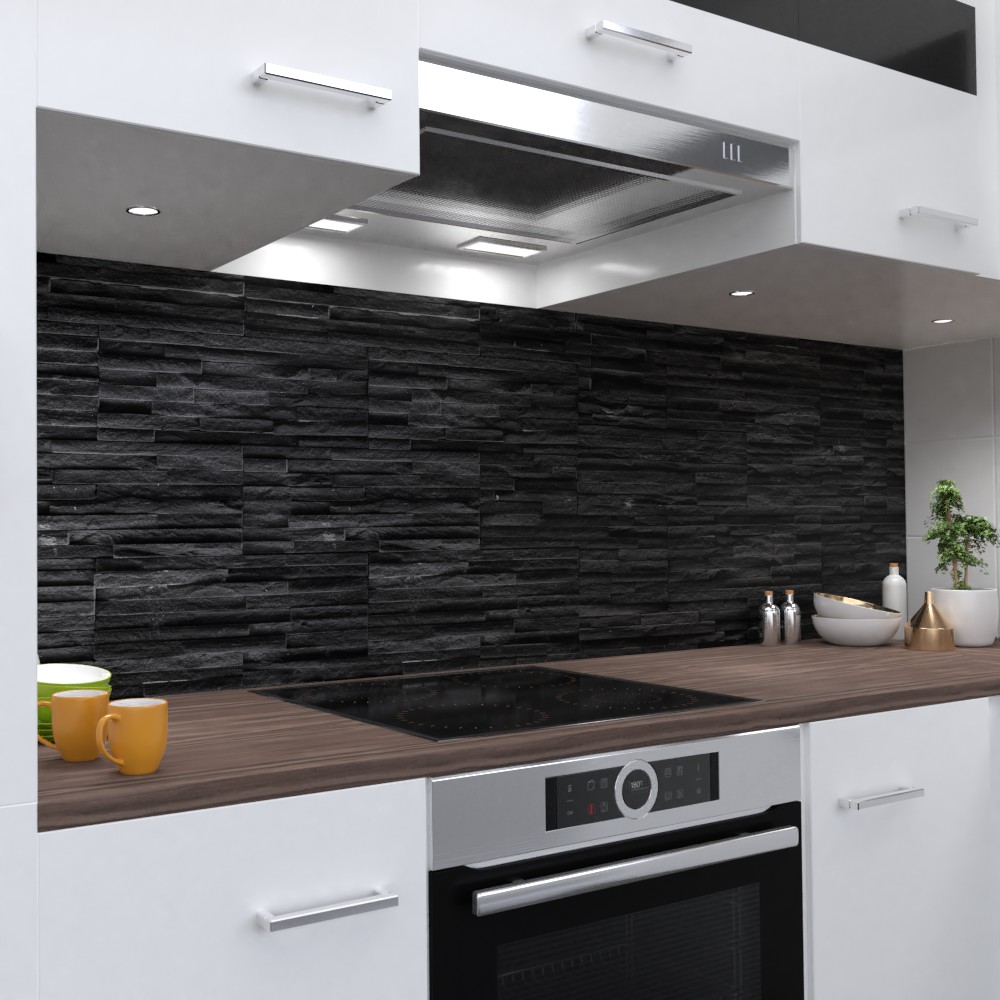 Schwarzer Ziegelstein Küchenrückwand selbstklebend Wandtattoo für Fliesenspiegel